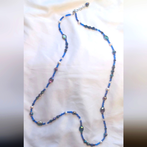 🍧🌈Stunning Handcrafted Beaded Opera Length Necklace 40" W/2" Extender"🦋 - Picture 1 of 4